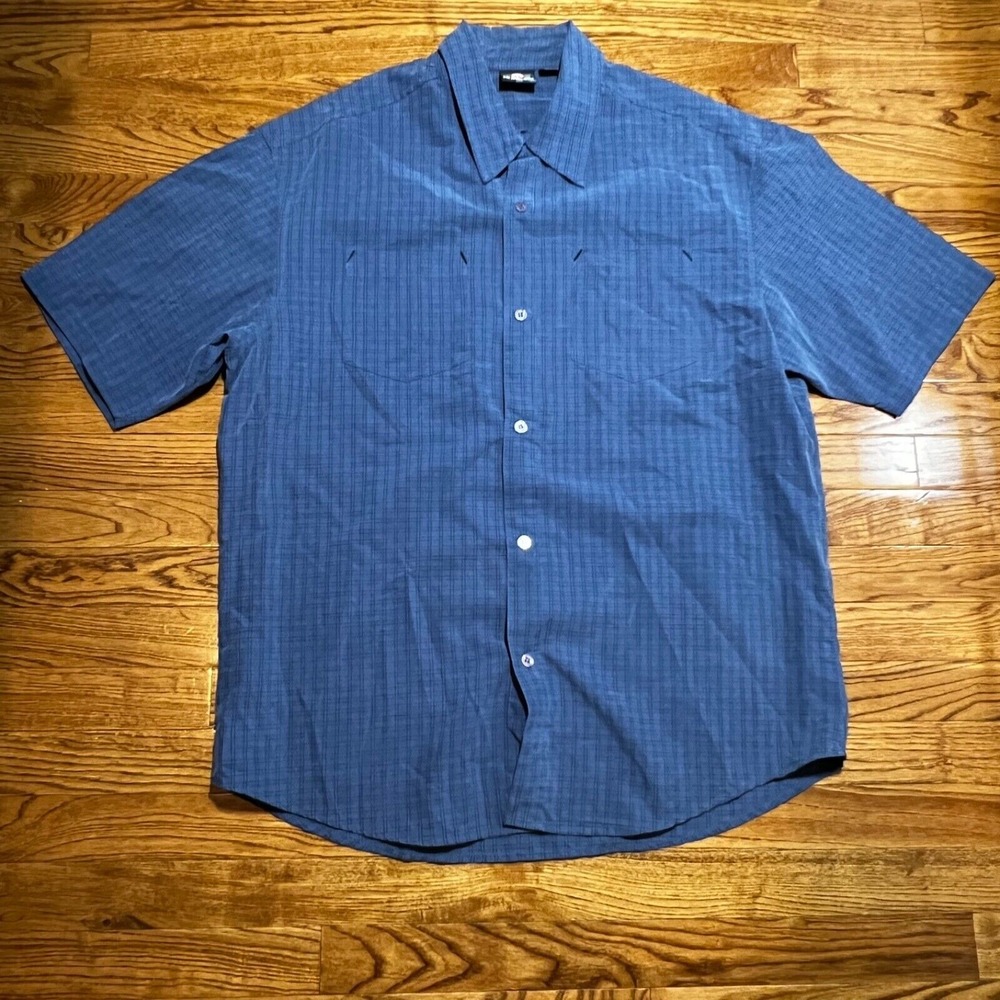 Hurley Shirt Mens XL Blue Button Up Casual Pockets Short Sleeve